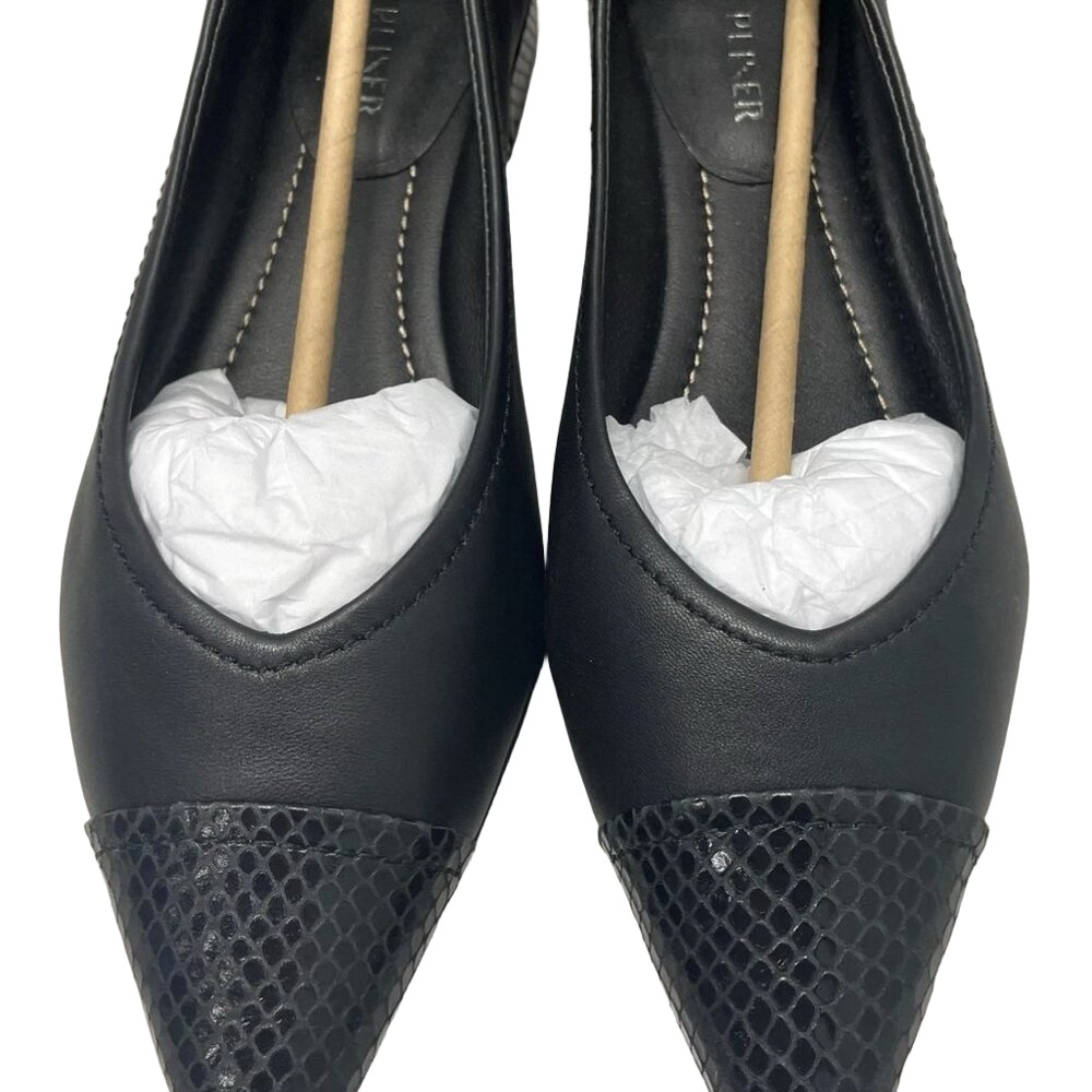 NEW DONALD PLINER Ladonna08 Ballerina Flats Black Size 9M Leather Slip-On